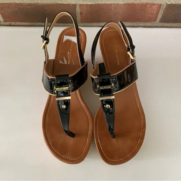 Tommy Hilfiger Womens Maree Black slingback Wedge  Sandals Shoes US 8.5 M - Picture 4 of 9